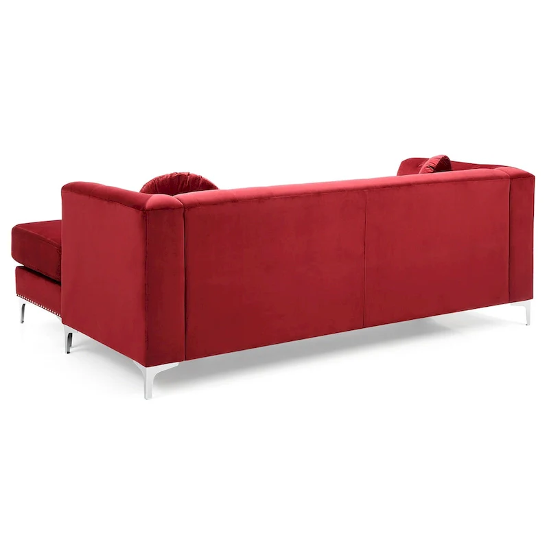 83 in. Tufted Velvet Sectional with 2-Throw Pillow - 83 L x 58 W x 31 H