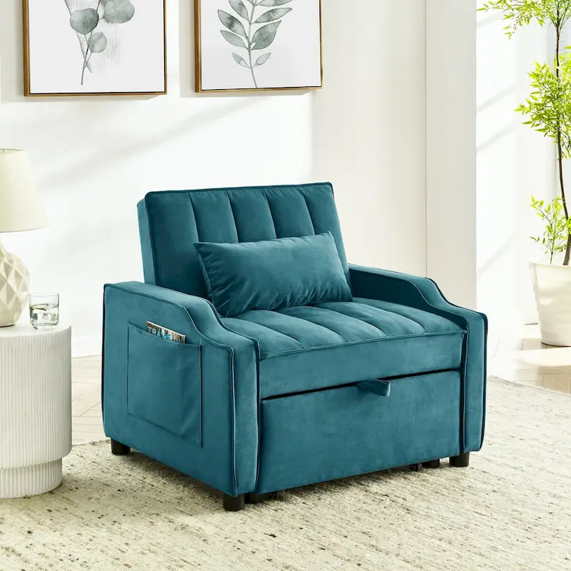 Velvet Pull Out Armchair