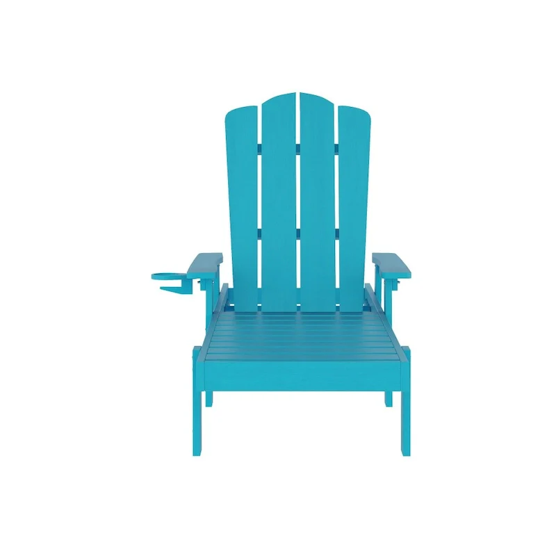 Set of 2 All-Weather Commercial Adjustable Lounge Chairs with Cupholders