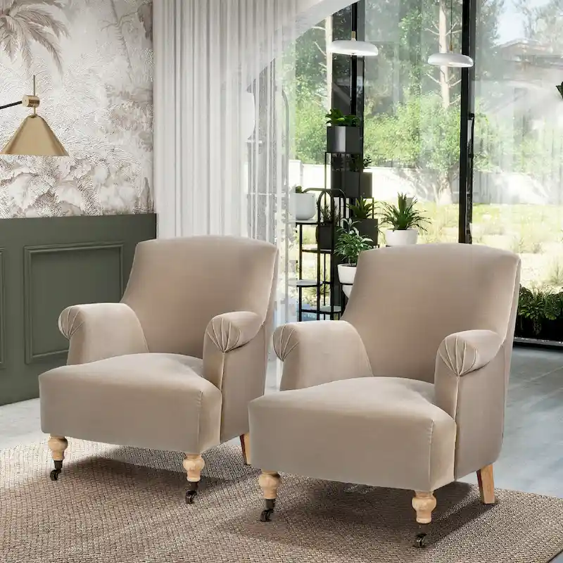 Eloise 30 Transitional Velvet Pleated Sock Arm Accent Chair