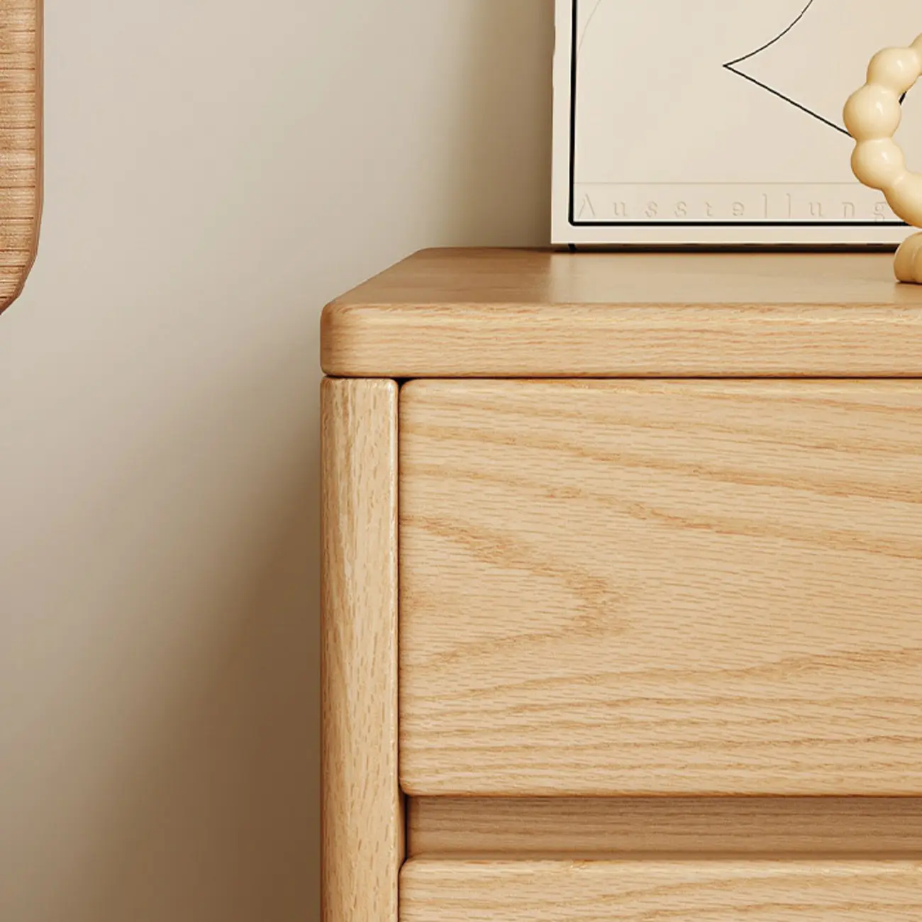 Natural Finish Wood Nightstand with Drawers