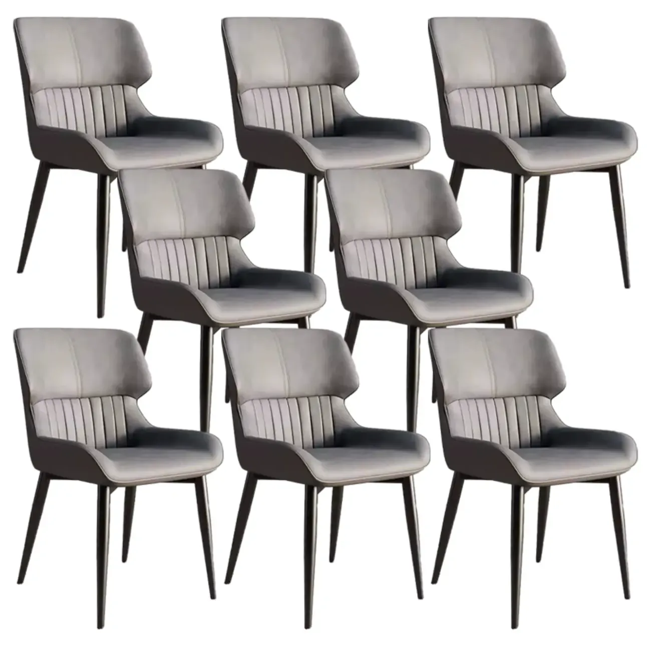 Leather Low Solid Back Armless Dining Side Chair