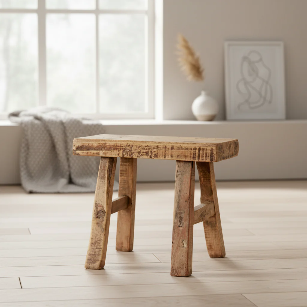 11 in. W Rectangular Natural Wood Vintage Mini Stool - 11 W x 5 L x 9 H