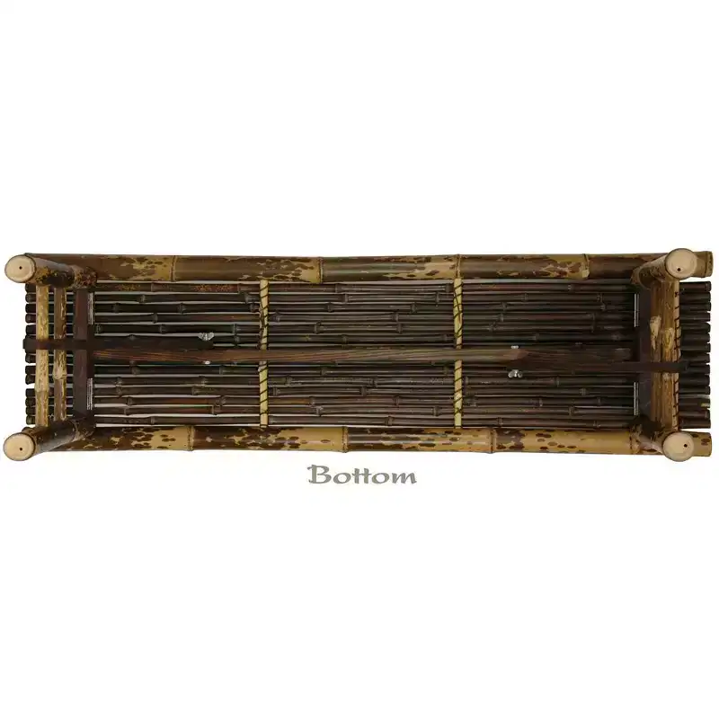 Japanese Bamboo Folding Bench Dark Bark - Oriental Furniture: Sustainable Eco-Friendly Design, Seats 2