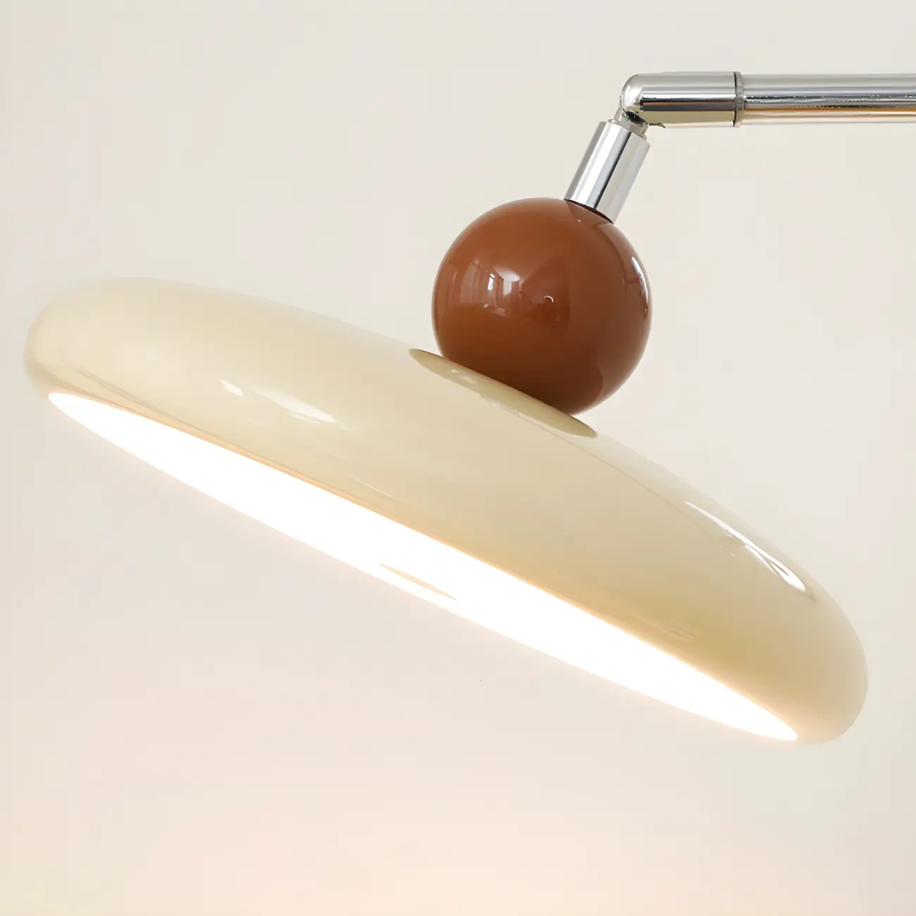 Modern Beige Circle Shade Sliver Swing Arm Wall Light