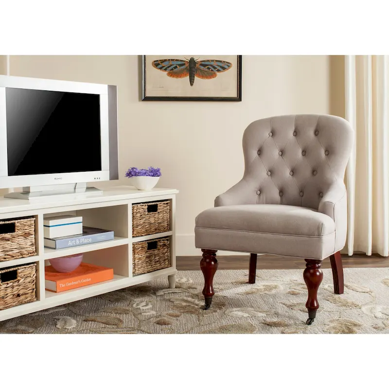Mushroom Taupe / Red / Robin's Egg Blue / Granite / Taupe Tufted Petite Arm Chair, Single Seat