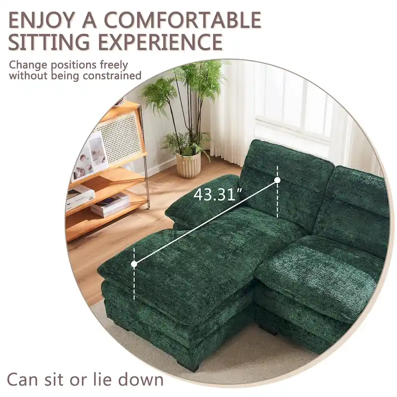 U-Shaped Chenille Sofa