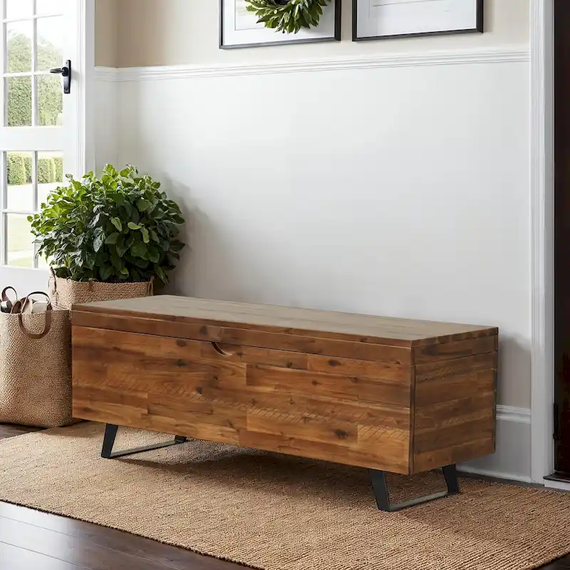 46-inch Acacia Wood Storage Bench