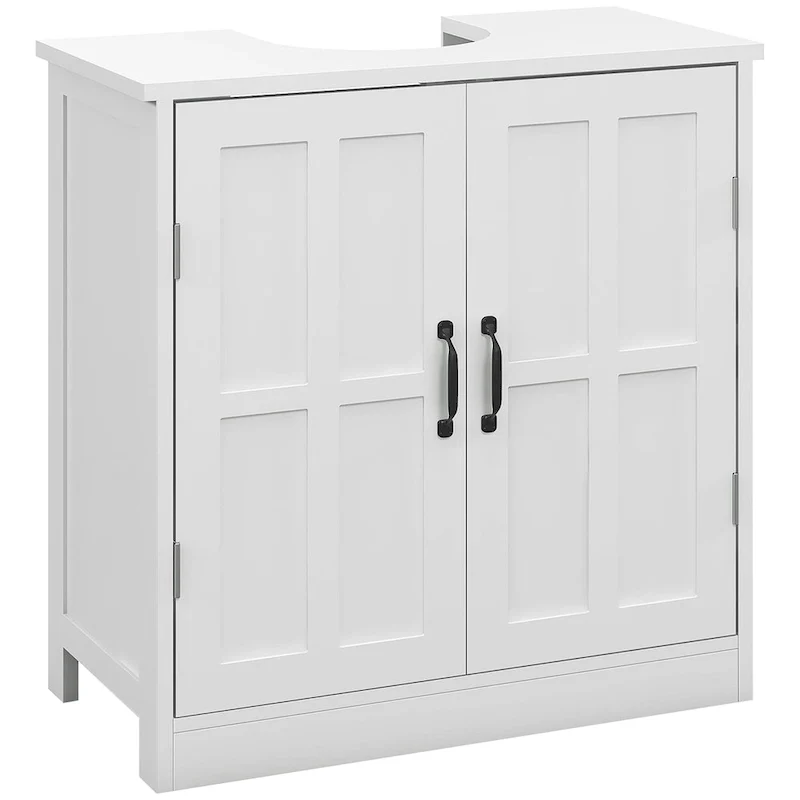 White Under-Sink Storage Cabinet with Adjustable Shelf