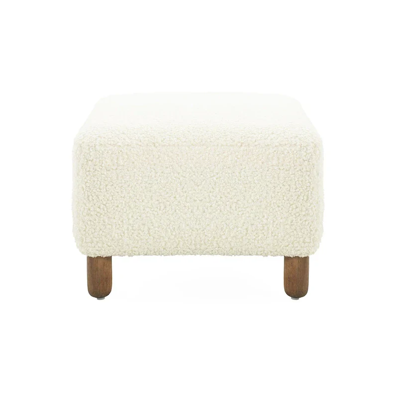 Fabric Upholstered Ottoman Bench with Wood Frame
