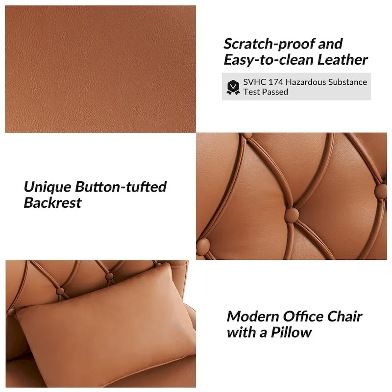 Charlie Modern Button-Tufted Swivel Tilting Office Chair with Pillow by HULALA HOME