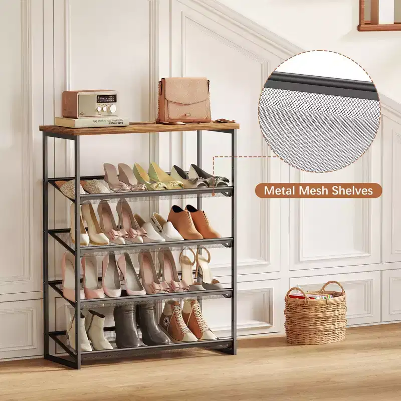 SUGIFT 5 Tier Shoe Rack Organizer for Closet Entryway with Storage Shelves