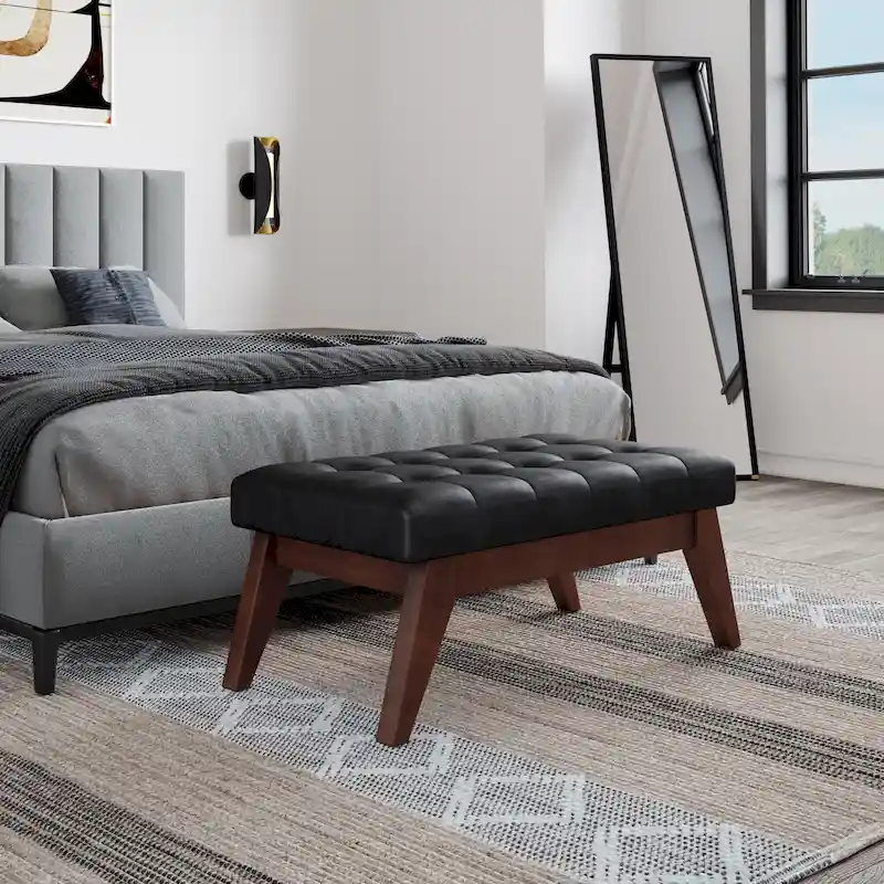 WYNDENHALL Tierney 40 inch Wide Mid Century Modern Rectangle Ottoman Bench