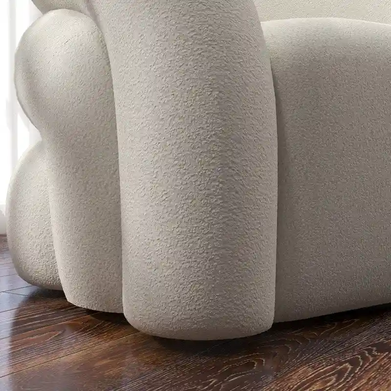 SEYNAR Modern Glam 360 Degree Swivel Teddy Upholstered Accent Armchair with Tufted Back
