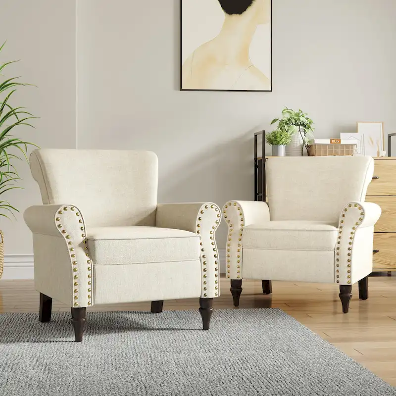 Living Room Armchair with Nailhead Trim - 29.9 W x 29.9 H x 32.9 D