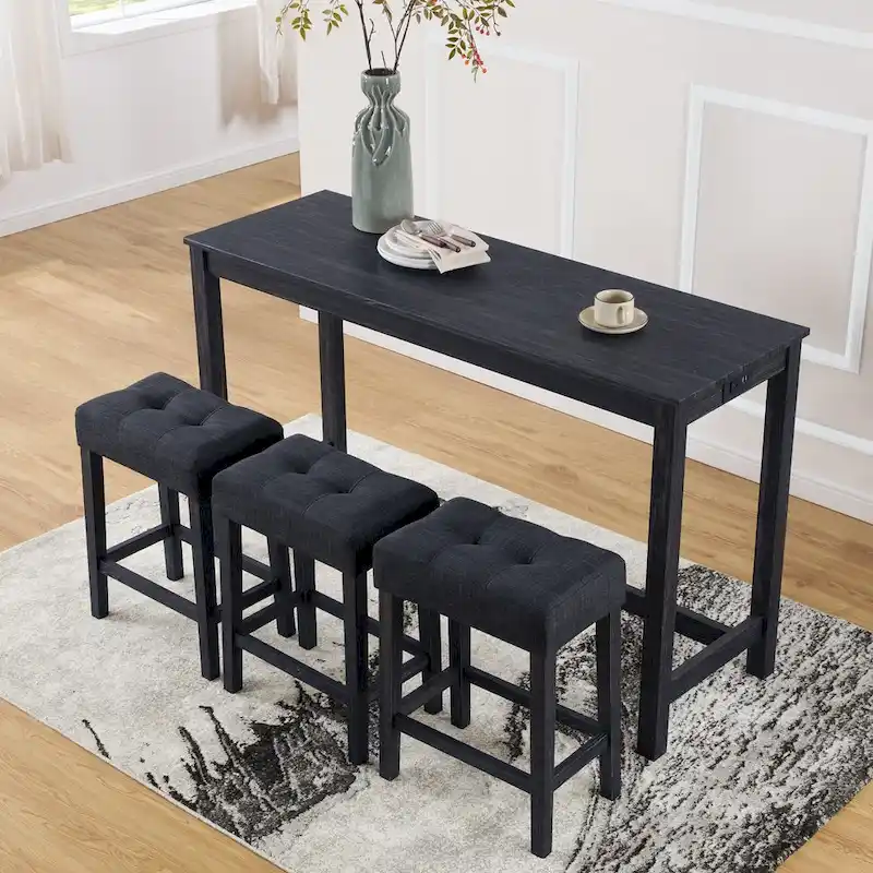 8 PCS Bar Table Dining Sets with Counter Stools and Built-in Power Outlets