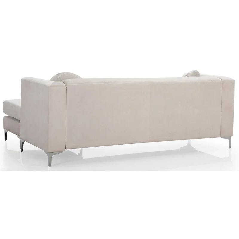 83 in. Tufted Velvet Sectional with 2-Throw Pillow - 83 L x 58 W x 31 H