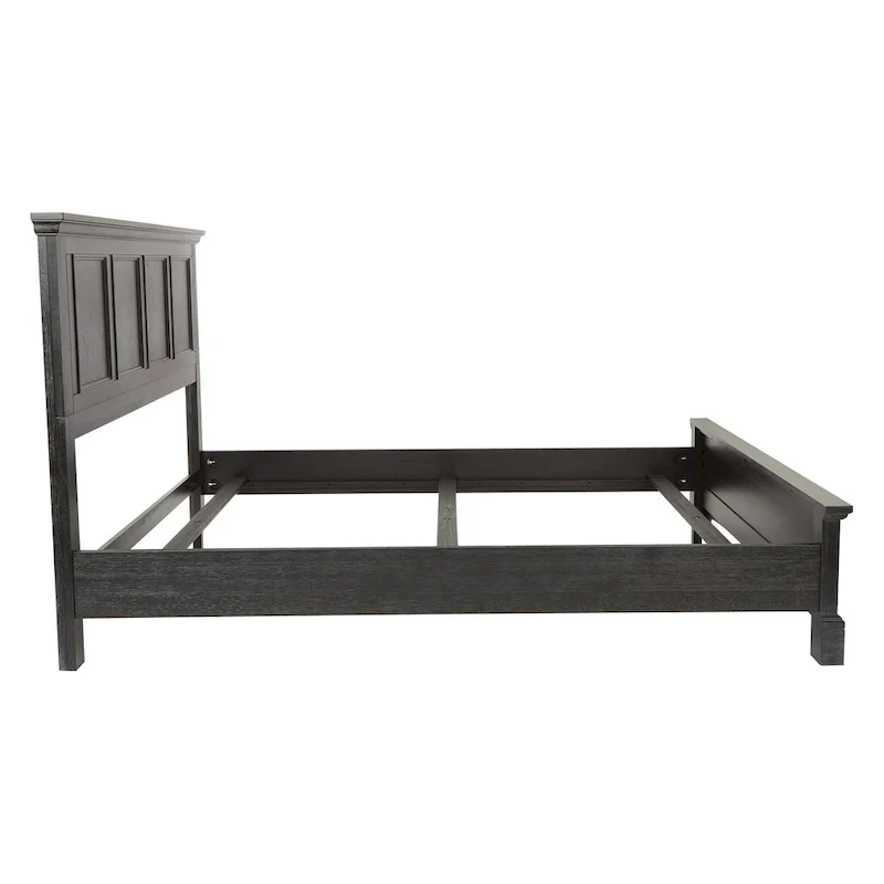 Farmhouse Basics Rustic Black Finish Panel Bed Set