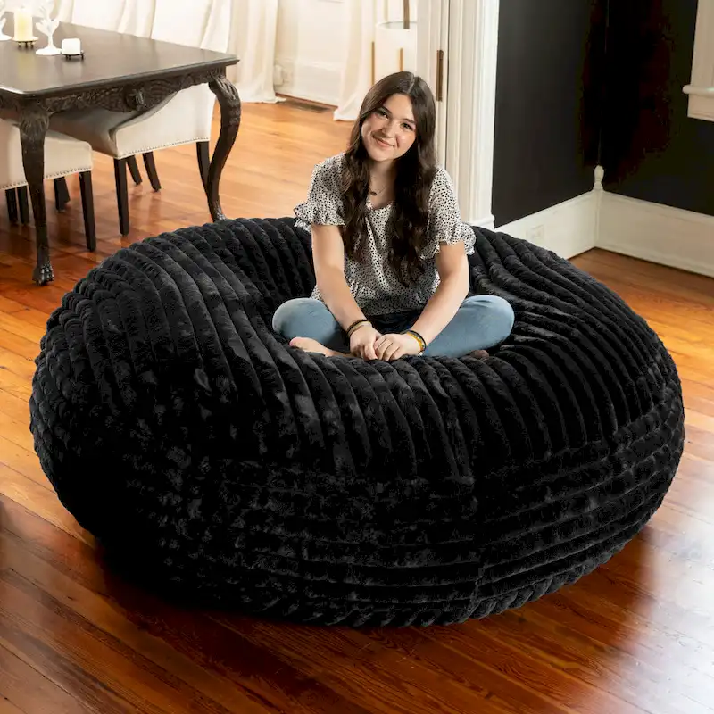 6 Foot Large Bean Bag Chair, Faux Fur
