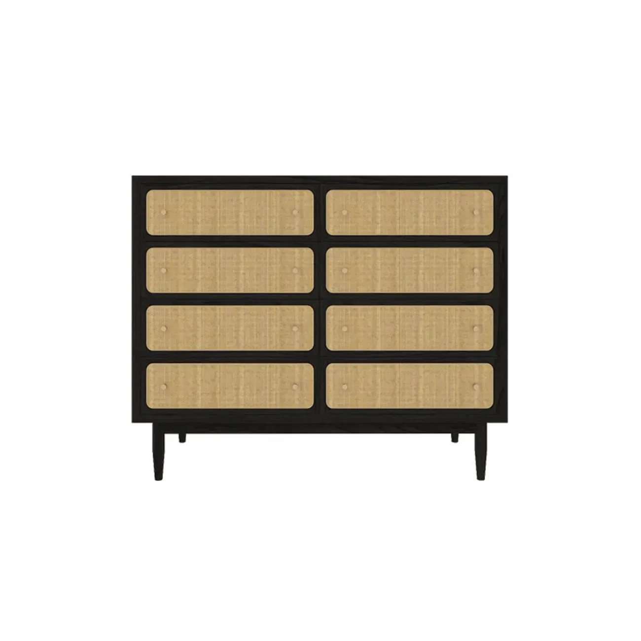 Tropical Wooden Dresser with Drawers and Gold Handles