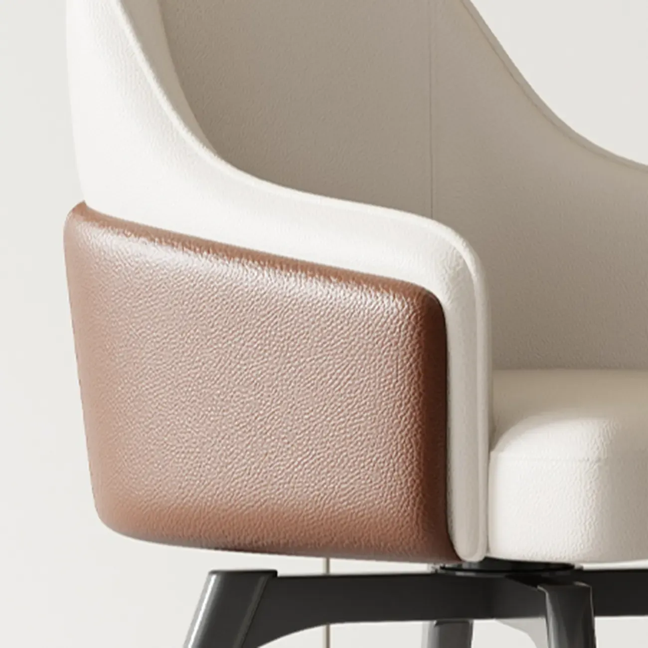 Modern Faux Leather Swivel Arm Dining Chair with Solid Back