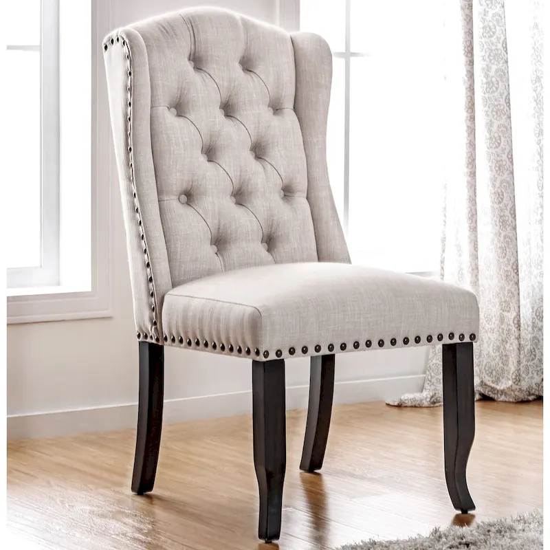 DH LUX Traditional Button-Tufted Set of 2 Dining Chairs by Denhour