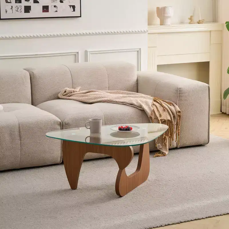 Fun little toys brand Mid-Century Modern Wood Center Table Small Farmhouse Coffee Table for Living Room, Brown