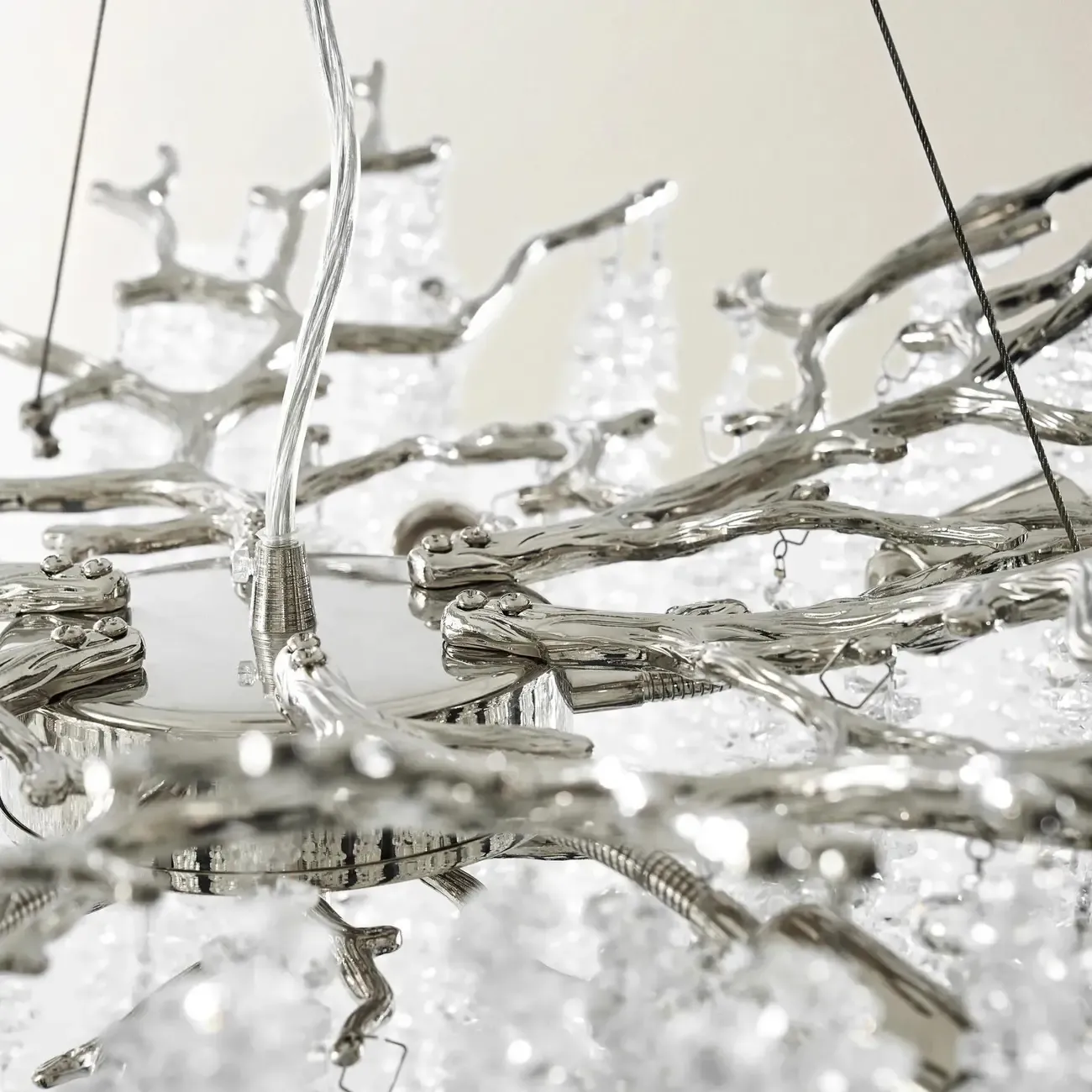 Modern 6-Light Branch Style Crystal Beaded Chandelier