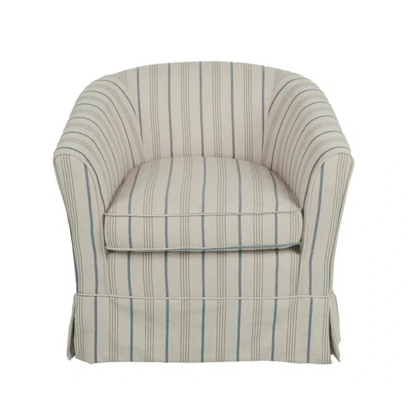 Accent Swivel Chair, Modern Round Barrel Back, Soft White Gray Fabric