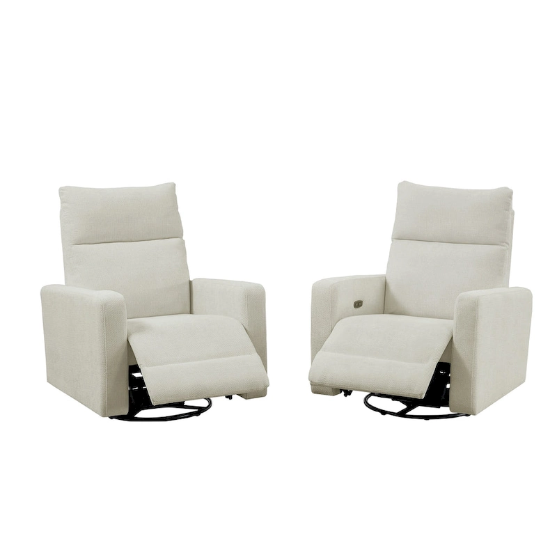 Olmas 33.5 W Power Swivel Glider Recliner with USB Charger Set Of 2