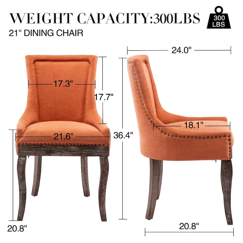 Traditional Tufted Ultra Upholstered Wingback Dining Chair Set of 2