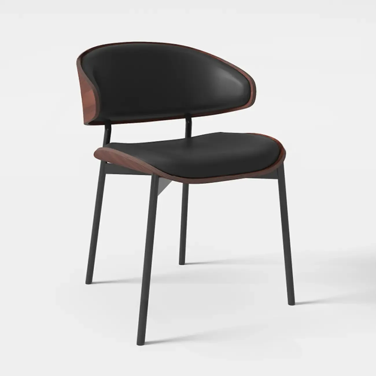 Art Deco Faux Leather Low Back Dining Chair