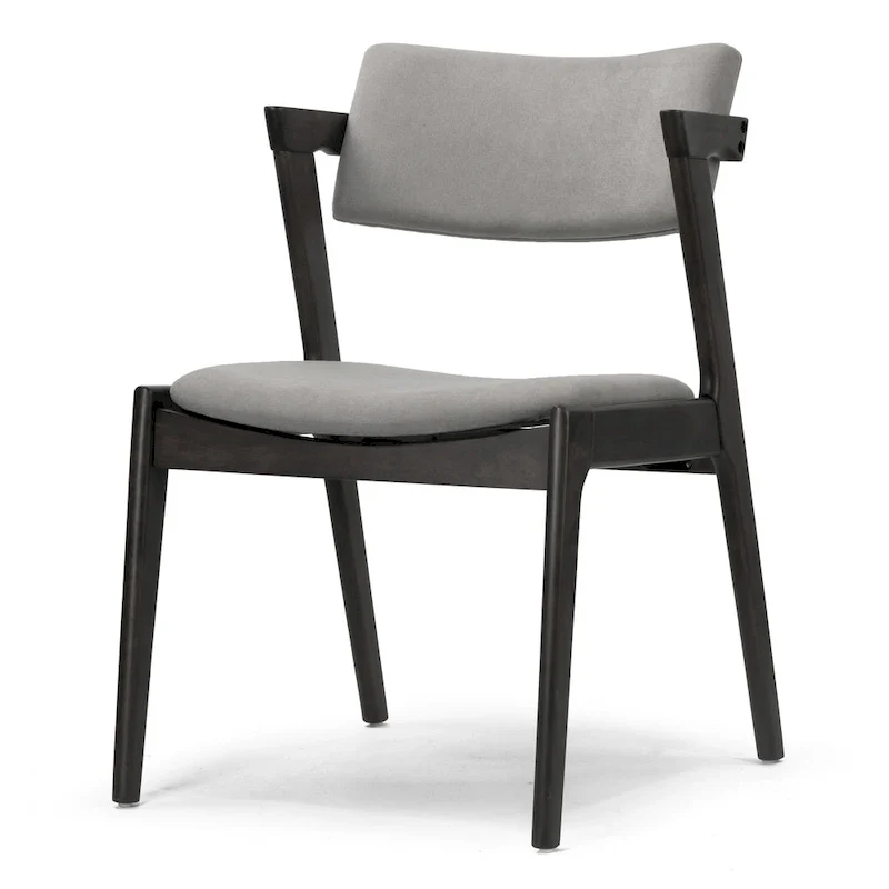 Auden Retro Modern Black Wood Wing Chair