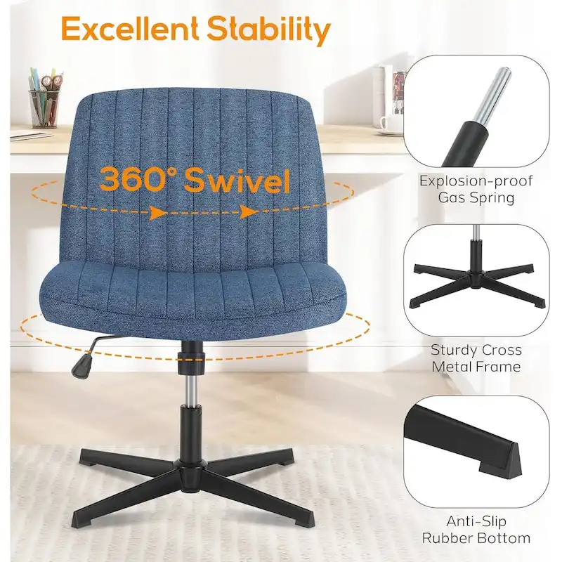 Office Desk Chair - Armless - Swivel with Wheels