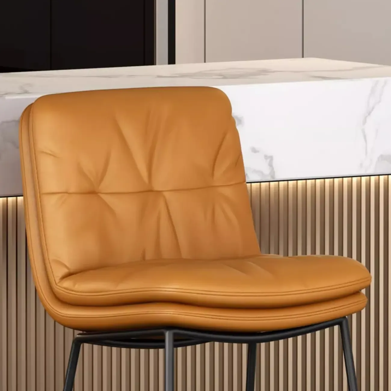 Saddle Metal Frame Leather Counter Bar Stools with Back