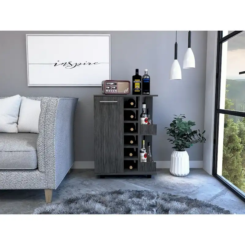 Bartlet 2-Shelf 6-Bottle Bar Cart with Division for Kitchen, Party and Living Room