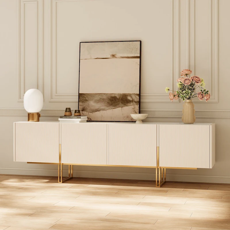 78.7 TV Stand, Entertainment Center with Faux Marble Top