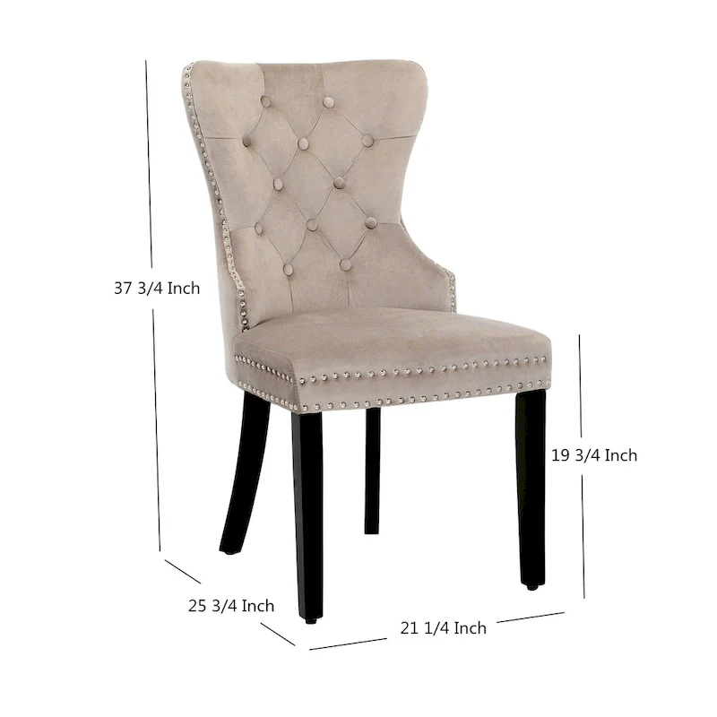 Tufted Wingback Dining Chair with Nailhead and Ring Pulls