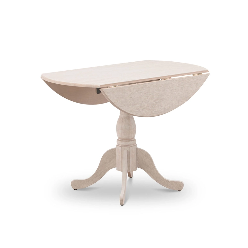 East West Furniture Dublin Modern Kitchen Table - a Round Dining Table Top with Dropleaf & Pedestal Base, (Finish Option)
