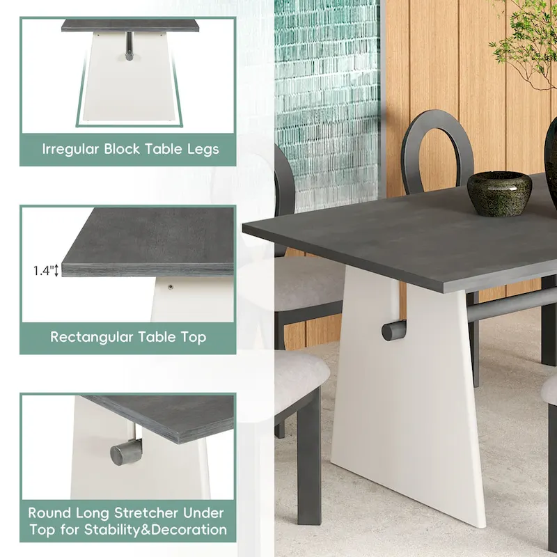 Modern 7-Piece Dining Table Set with 6 Upholstered Chairs