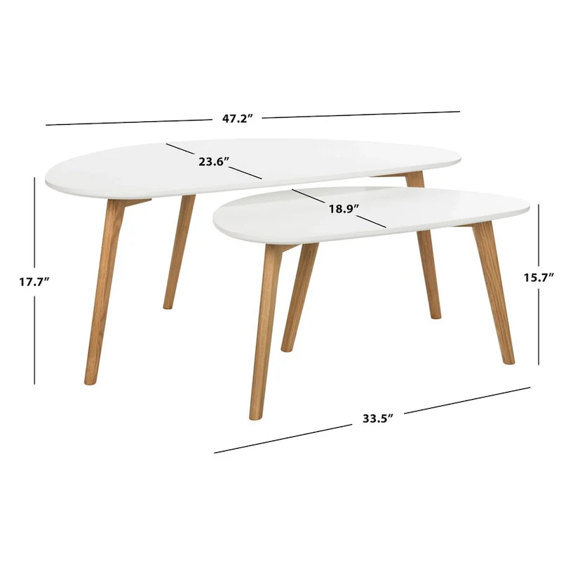 SAFAVIEH Vikki Double White Coffee Table - 47.2 x 23.6 x 17.7 - 47Wx24Dx18H
