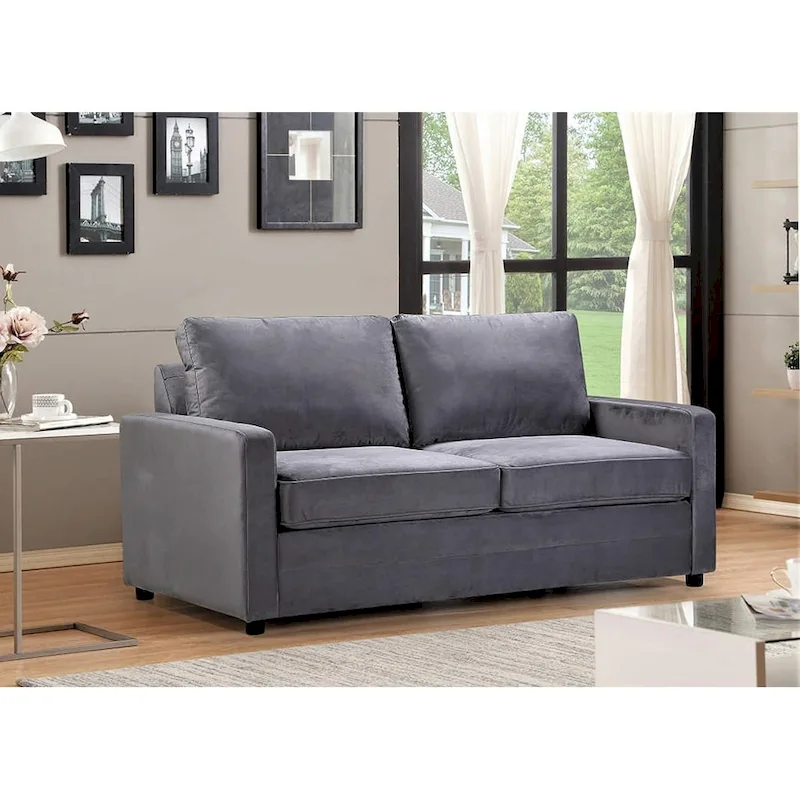 Velvet 70 Inch Square Arms Sofa Bed