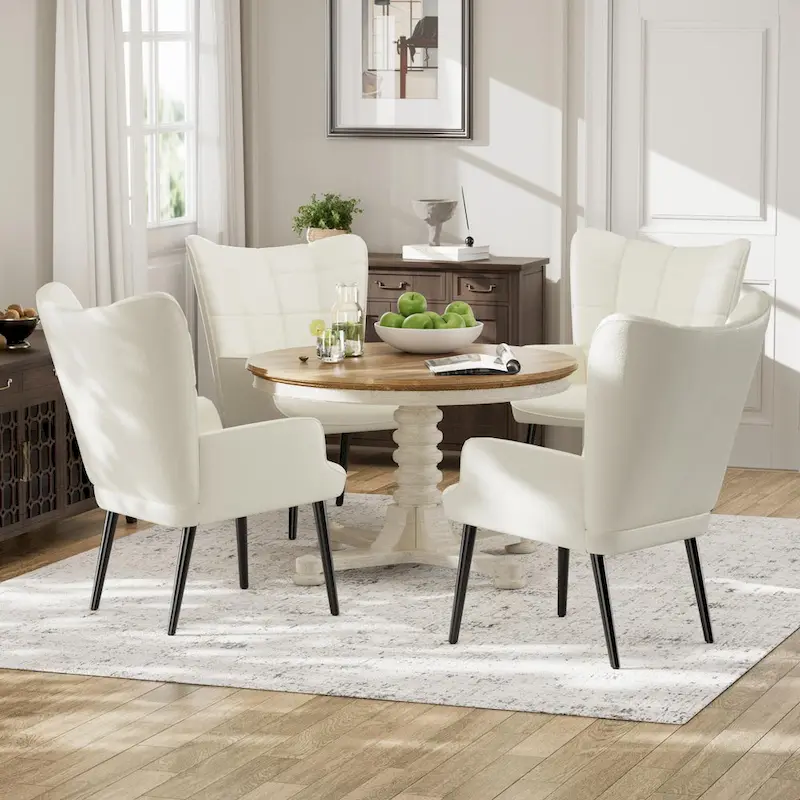 High-Back Tufted Accent Chair | Faux Leather Wingback | Solid Wood Frame | Ergonomic Armrests | 300 lbs Capacity | 37