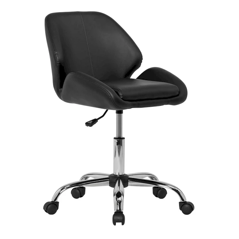 Black Faux Leather Office Chair with Chrome Base for Adults