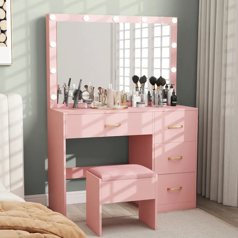 Makeup Vanity with 4 Drawers - 35.4L x 23.6W x 53.5H