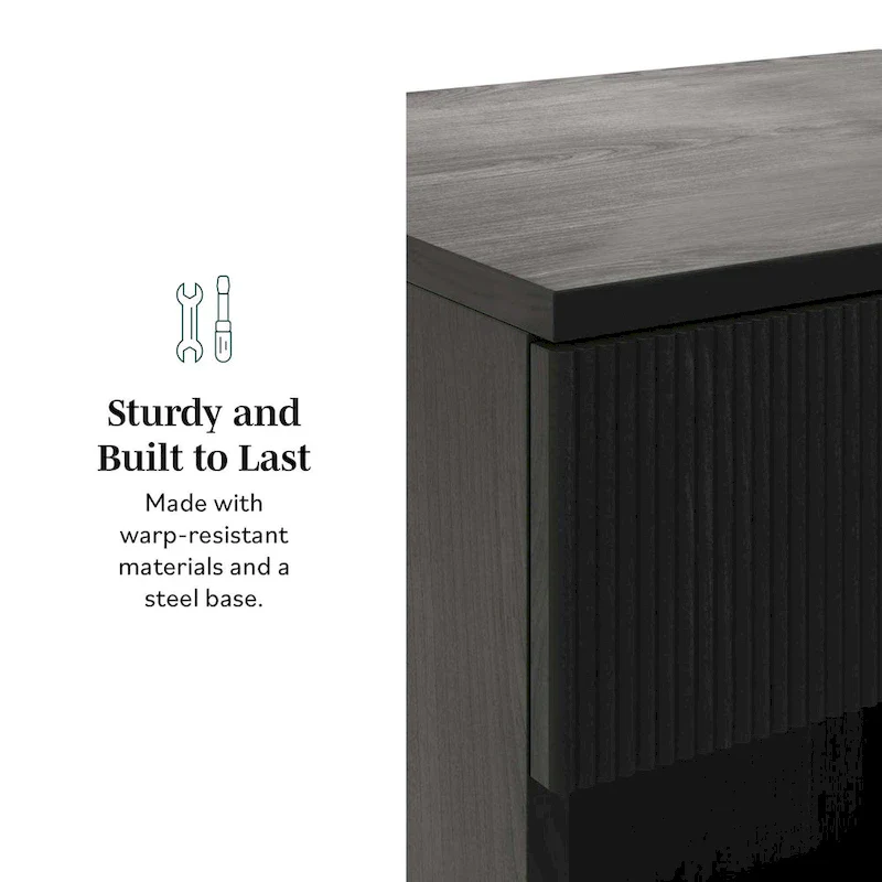 Modern Fluted-Drawer Nightstand (Set of 2)