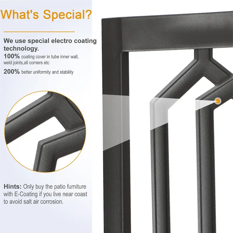 MAISON ARTS 7 Pieces Patio Dining Set, 6 x Swivel Dining Chairs with Cushion and 1 Metal Table with 2.6  Umbrella Hole