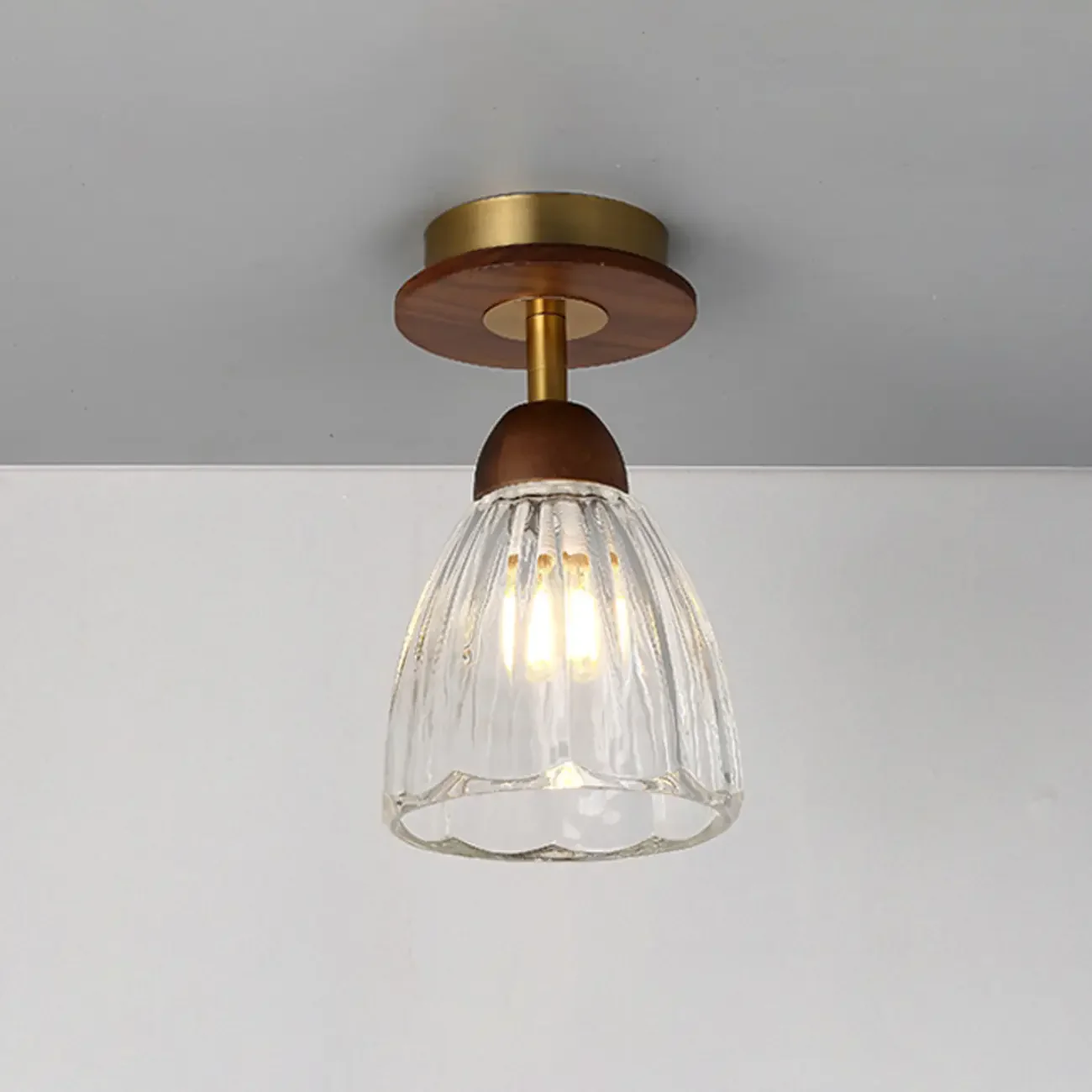 Caramel Gradient Glass Dome Semi Flush Ceiling Light