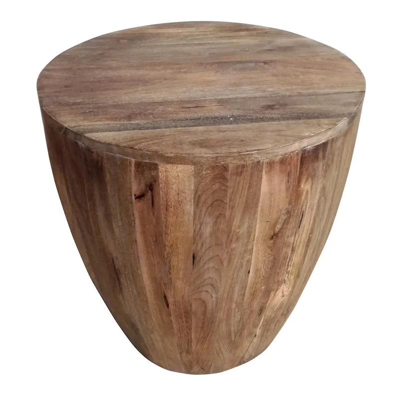 Brown Round Mango Wood Side Table
