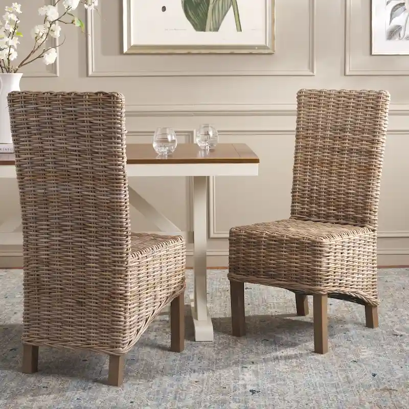 Natural Wicker Dining Chair (Set of 2) - 19 W x 22 D x 41 H - 19Wx22Dx41H